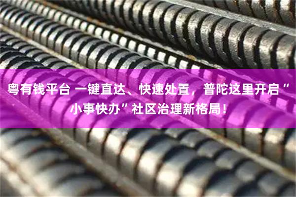 粤有钱平台 一键直达、快速处置，普陀这里开启“小事快办”社区治理新格局！