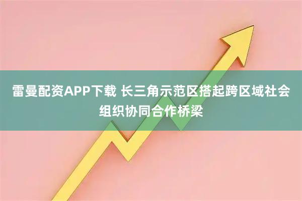 雷曼配资APP下载 长三角示范区搭起跨区域社会组织协同合作桥梁