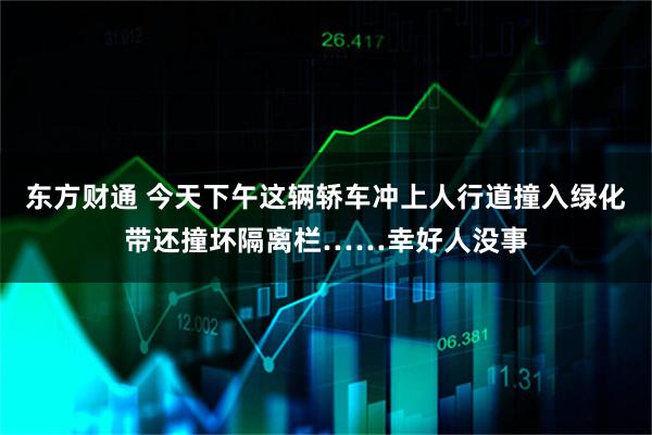 东方财通 今天下午这辆轿车冲上人行道撞入绿化带还撞坏隔离栏……幸好人没事